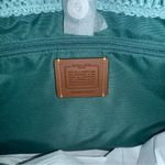 Coach NWT  Straw and smooth leather City Tote Bag CBG87 Turquoise Blue Photo 5