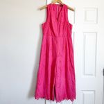 Trina Turk  Eyelet Scallop Hem Cropped Jumpsuit in Cosmo Pink Size 12 Photo 2