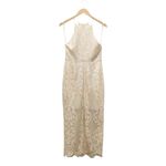 Shona joy Lace High Neck Midi Dress Beige Nude Size 6 Lined Scalloped Hem Bridal Photo 3