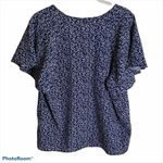 SheIn  Navy Blue and White Mini Floral Short Sleeve‎ Large Photo 2