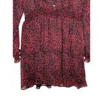 ZARA  Women's Dress Cheetah Long Sleeve Ruffled Trim Mini Red & Black‎ Large NWT Photo 3