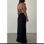 Elegant satin Navy backless Maxi Dress with 10 way back tie options Blue Size M Photo 4