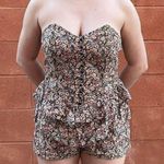 Floral Print Strapless Romper Size L Photo 0