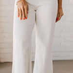 Annie Griffin Anniewear White Wide Leg Jeans High Rise Stretch Denim Raw Hem Size Small Photo 0