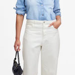 Madewell The Curvy Pieced Barrel-Leg Jean White Size 28 Photo 0