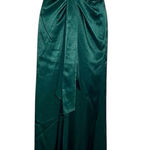 Aidan Mattox Aidan by  green satin plunge evening gown 8 cocktail wedding formal Photo 0