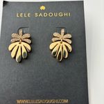 Lele Sadoughi NWOT  Gold and Crystal Leaf Earrings Photo 1