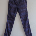 Free People  Jeans Skinny Printed Aztec Purple Denim Pants Size 29 Stretch Boho‎ Photo 0