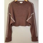 Prómesa Promesa Stitch Perfect Cropped Blanket Stitch Sweater Mocha Brown Photo 11