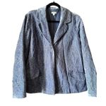 J.Jill Embroidered Floral velvet quilted Blue Blazer Jacket, Women's Size L Size L Photo 0