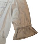 Kate & Mallory Beige Jacket Womens Medium Ruffle Sleeve Zip Up Collared Photo 4