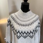 Max Studio Mock Neck Fair Isle Sweater Grey Black White Winter Holiday Knit Soft Photo 1
