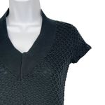 Armani Exchange  Black Textured Knit V-Neck Dress Short Sleeve V-Neck Size Small Photo 2