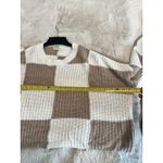 Women's Moon & Madison‎ Crème & Brown Checkered Cropped Pullover Sweater Sz L Size L Photo 4