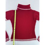 Vtg Sweater Sz S Chunky Knit Red Turtleneck Candycane Preppy Academia Valentine Photo 2