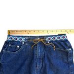 Liz Claiborne Blue Denim Ankle/Cropped Jeans, Paisley Pant Cuffs, Geometric Belt Photo 4