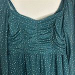 Francesca's Audrey parks Francesca’s Kelly Ruched Lurex Dot Dress in green size medium Photo 6