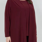 Vikki Vi Bordeaux Classic Open Front Jacket Cardigan 1X Red Photo 0