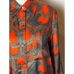 Equipment Shirt Women Small Orange Tan Silk Abstract Print Bradner Button Down Photo 6