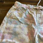 Aerie  Floral Shorts Denim Boyfriend Bermuda Tropical Pastel Small Distressed Photo 8