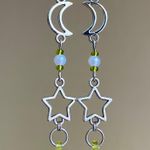 Handmade unique Kawaii vintage fairy y2k whimsical style star & moon dangle earrings🌙👼💕⭐️🌿 Photo 0