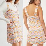 Free People  Sasha Mini Dress Ivory Floral Combo Sz Medium Photo 2