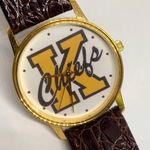 1993 sweetheart king K chiefs vintage wrist watch 32mm gold tone case brown Leat Photo 1