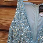 Mac Duggal  4930  Womens Blue Sequin V Neck Sleeveless Column Gown Dress Photo 9