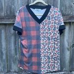 Crazy Train  Plaid Leopard Two Print T-Shirt | M Photo 1