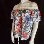 Skies Are Blue  Embroidered Floral Off The Shoulder Top (S) Photo 1