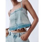 ZARA  Women's Denim Skirt Tank Top XS Light Blue Photo 1
