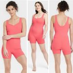 All In Motion  Brushed & Sculpted Rib Sports Short Bodysuit, Size S coral color. Photo 1