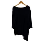 Catherines  Black Asymmetrical Tunic Top 3X Ribbed Knit Stretch Minimalist Flowy Photo 2