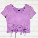 SO  Women's Lavender Short Sleeve Top w/Corset & Ruched Front‎ Size M Photo 0