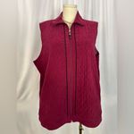 Allison Daley  Quilted Zip-Front Sleeveless Vest in Burgundy (1055) Photo 1