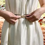 Black Elegant Gold Leaf Buckle Elastic Casual Belt Adjustable One Photo 5