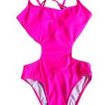 Tempt Me One Piece Swimsuit Hot Pink Cut Out High Cut Sexy Swimwear Small Photo 0