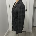 Ann Taylor  Menswear Gray Plaid Belted Blazer Photo 5