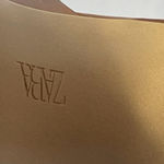 ZARA  Tan Brown Leather Block Heel Slide Sandals Size EU 39 US 8.5 Photo 6