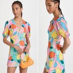 STAUD Mini Milla Dress in Citrus Kaleidoscope Multicolor Puff Sleeve in Size 0 Photo 2