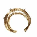 Gold Tone Wire Cuff Bracelet with Rhinestones Gold Photo 3