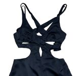 For Love & Lemons Black Satin Yori Midi Dress US M Photo 2