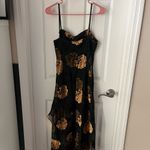 Elegant Black and Gold Floral Dress Size 12 Photo 4