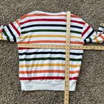 Brandy Melville  Sweater Womens Medium White Rainbow Stripe Crewneck Soft Photo 4