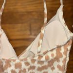 Aerie Women’s Size Small Cream Brown Animal Print Front Tie Cutout Wrap Swimsuit Photo 6