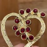 Vintage Gerry’s Signed Gold Heart with Red Stones Valentine’s Brooch Photo 7