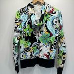 One World Special Issue Y2K 100% Cotton Bold Colorful Floral Print Zip Up Hoodie Photo 8