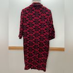 Vintage 60s RARE Mod Floral Red Black Flower Long Duster Cardigan Coat Size Med Photo 5