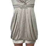 BCBGMAXAZRIA NWT  Satin Pleated Strapless Mini Dress Size 4 Champagne Color‎ Photo 0