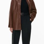 Aritzia Babaton  Brown Leather Jacket Photo 0